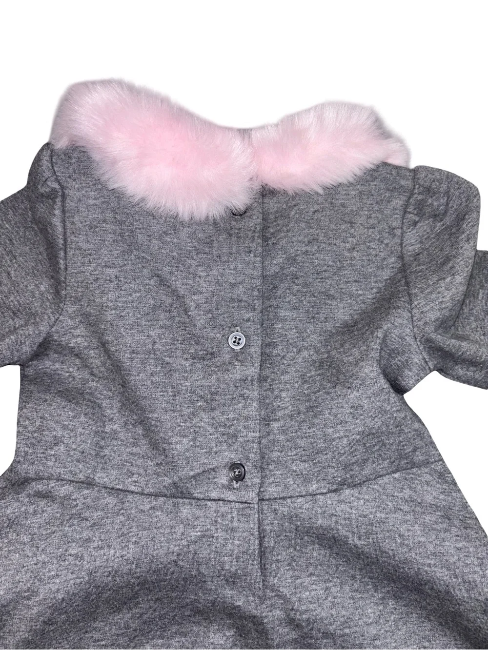 Jane and Jack Gray Dress Pink Faux‎ Fur Collar 2T Coquette